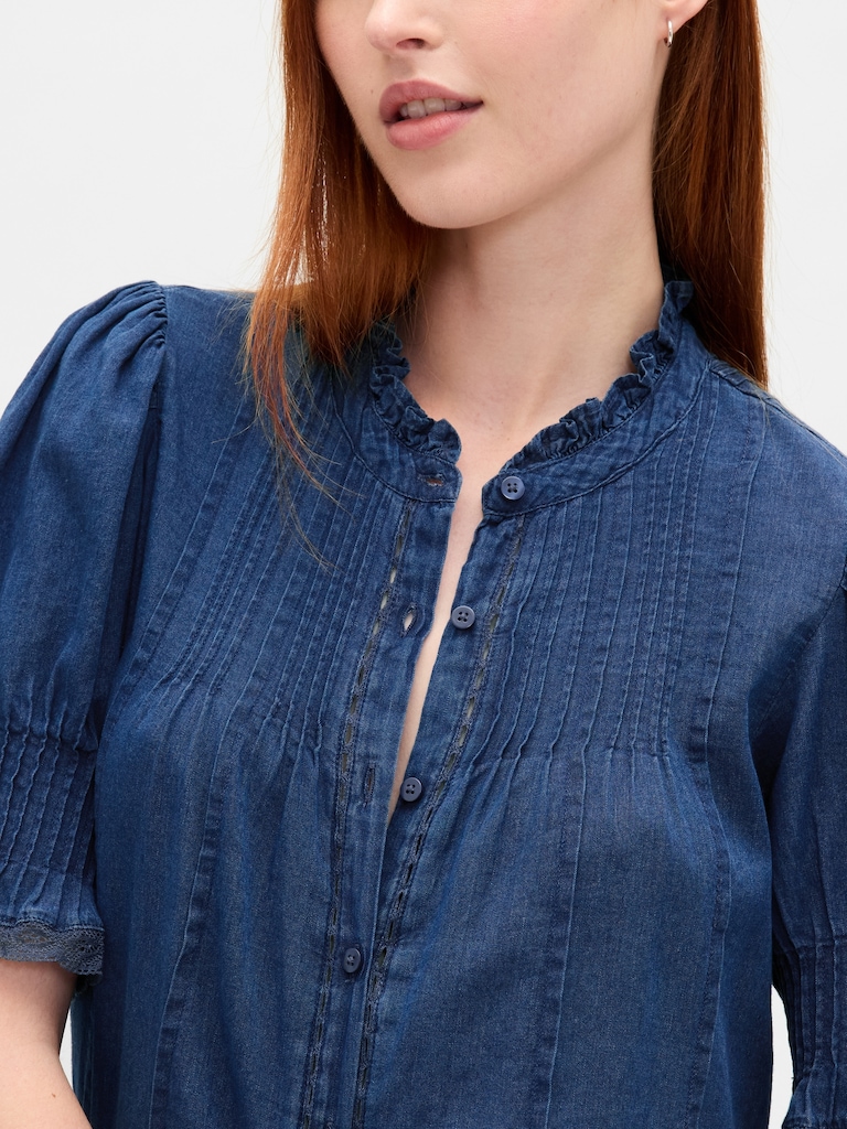 Ruffle Pintuck Shirt