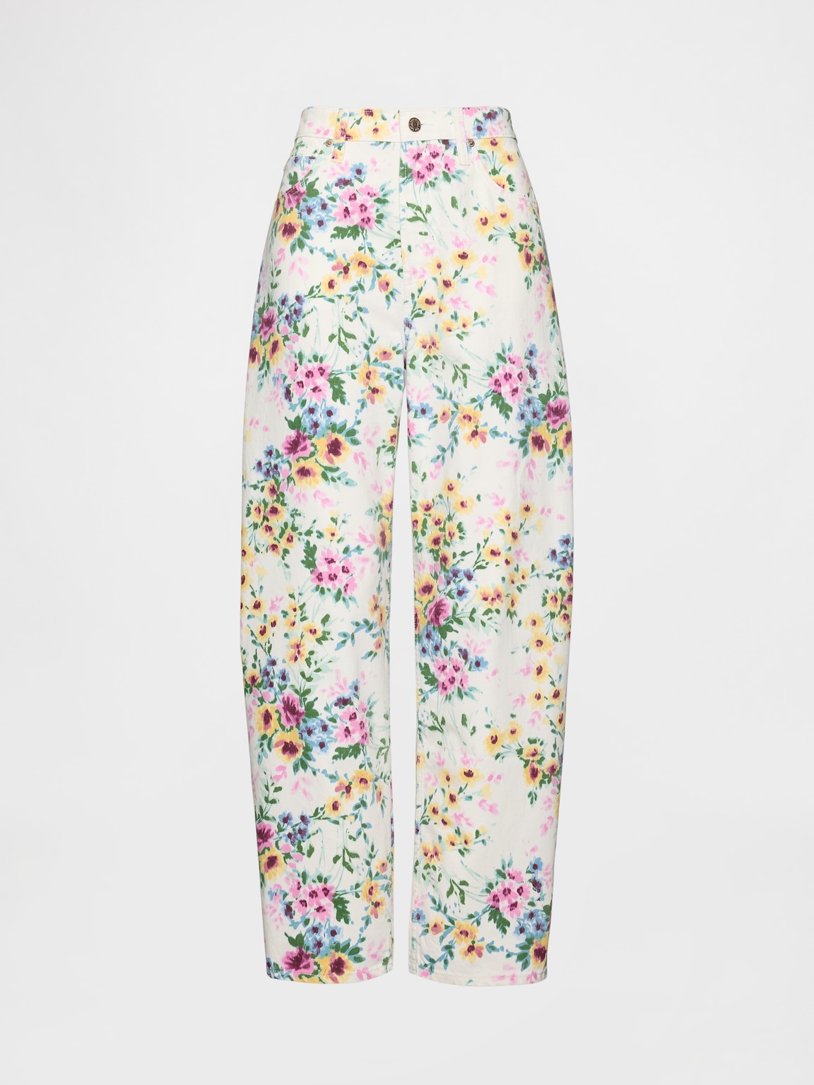 High Rise Floral Barrel Jeans