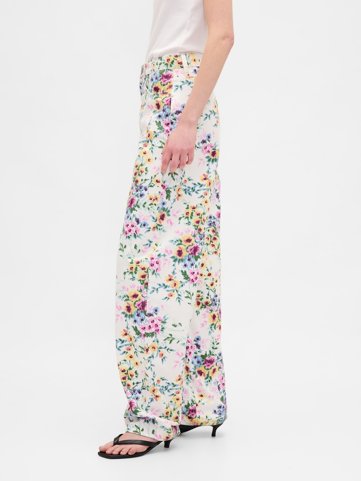 High Rise Floral Barrel Jeans