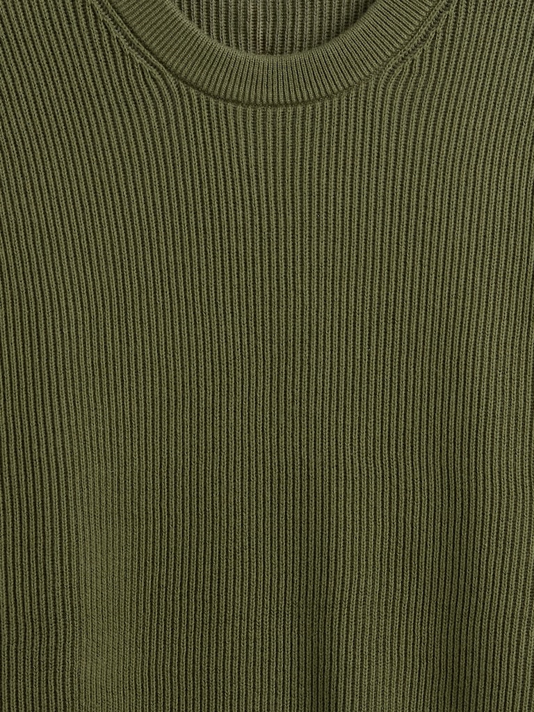 Oversized Fisherman-Stitch Crewneck Sweater