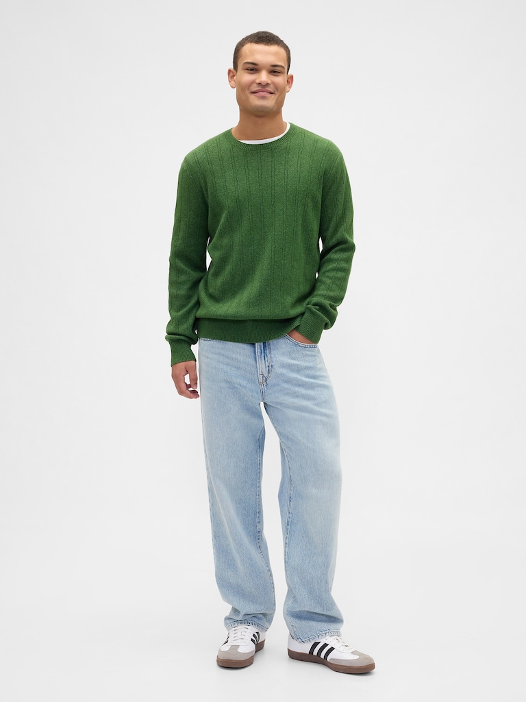 CashSoft Ribbed Crewneck Sweater