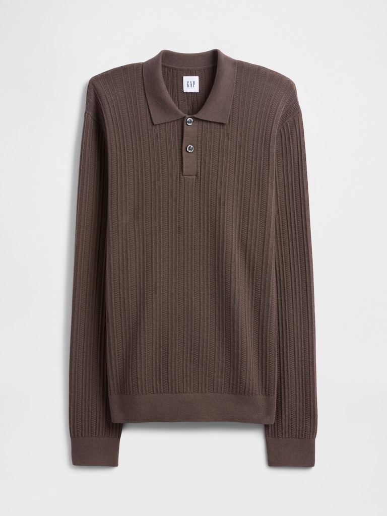 Textured Sweater Polo Shirt