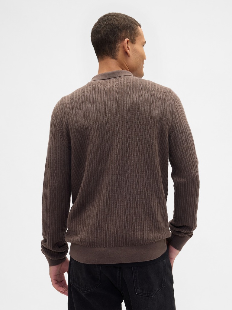 Textured Sweater Polo Shirt