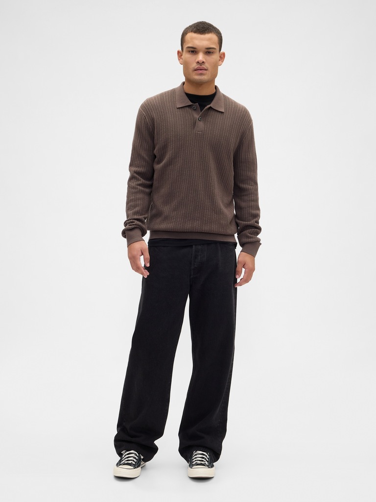 Textured Sweater Polo Shirt