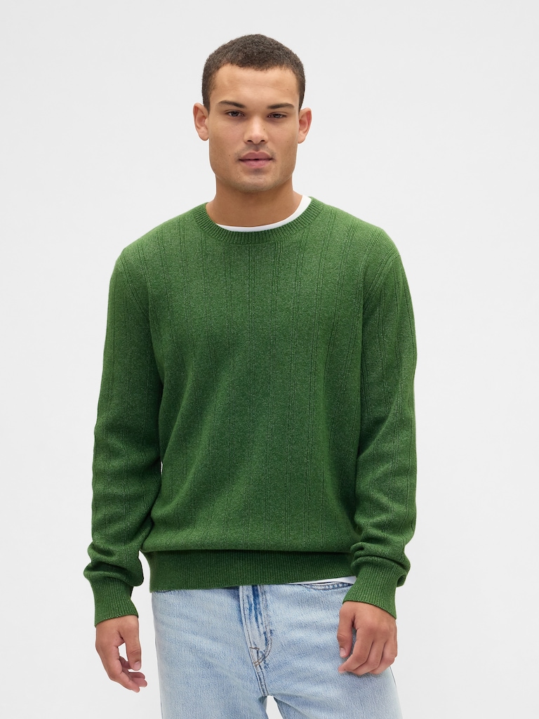 CashSoft Ribbed Crewneck Sweater