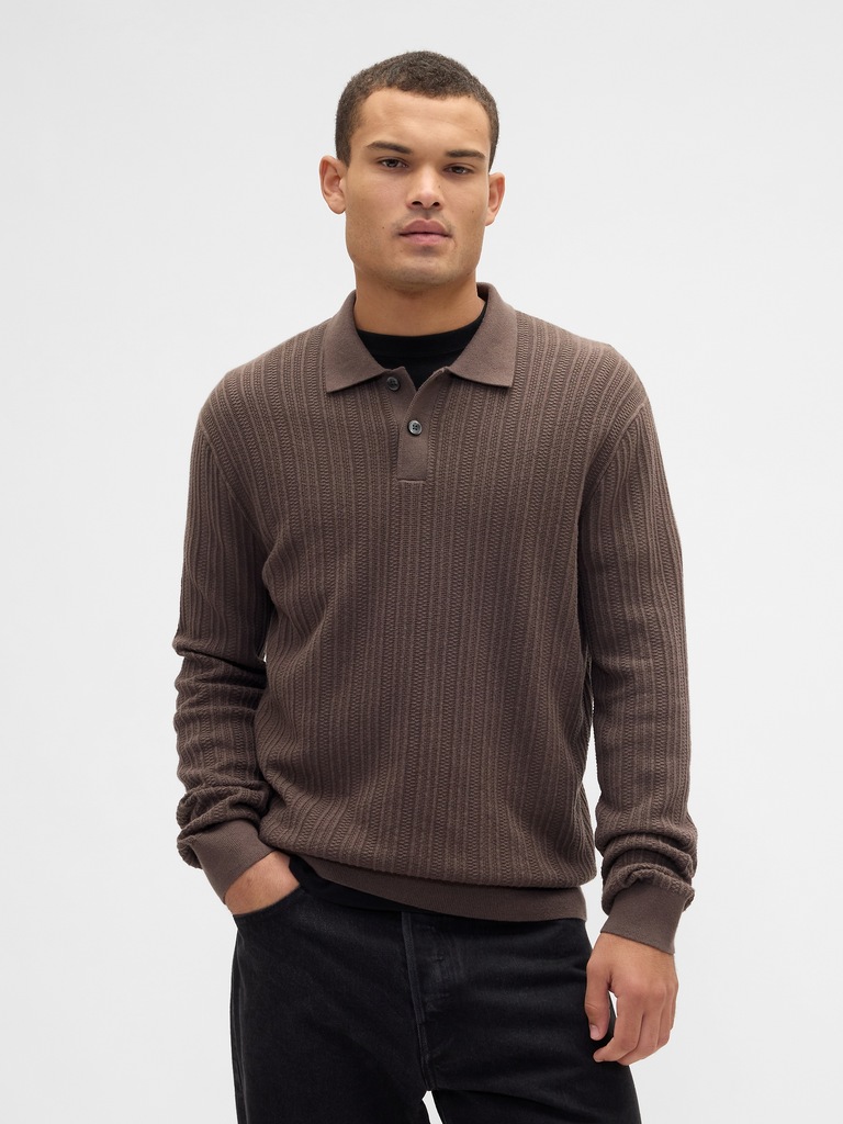 Textured Sweater Polo Shirt