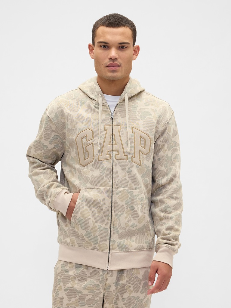 Adult Relaxed Gap Logo Print Zip Hoodie
