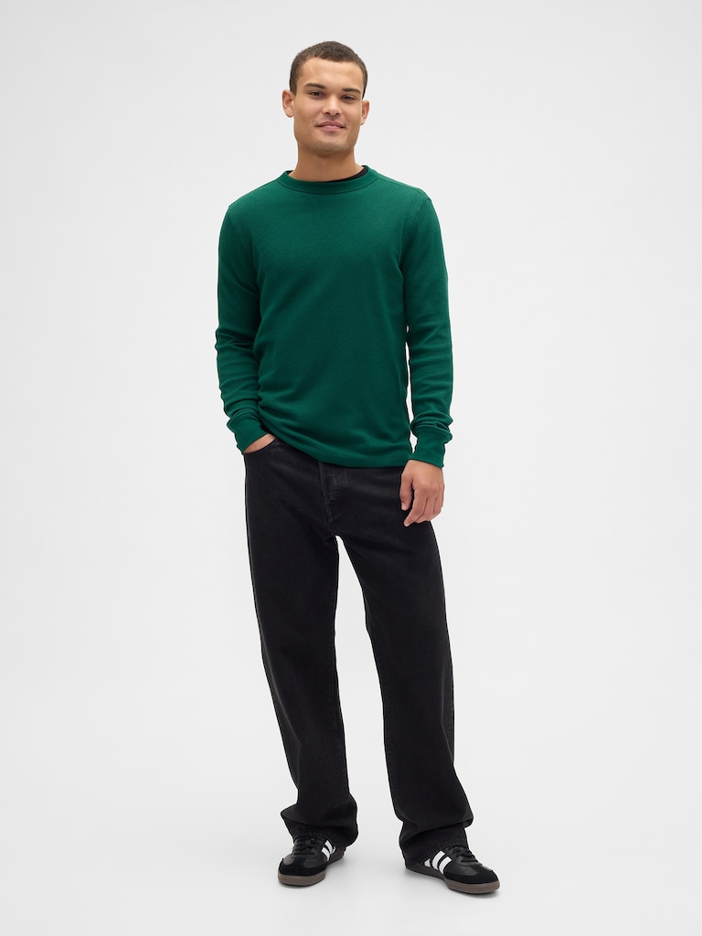 Waffle-Knit Crewneck T-Shirt