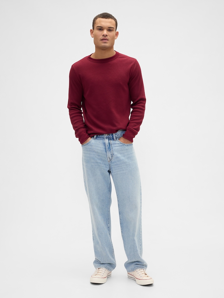 Waffle-Knit Crewneck T-Shirt