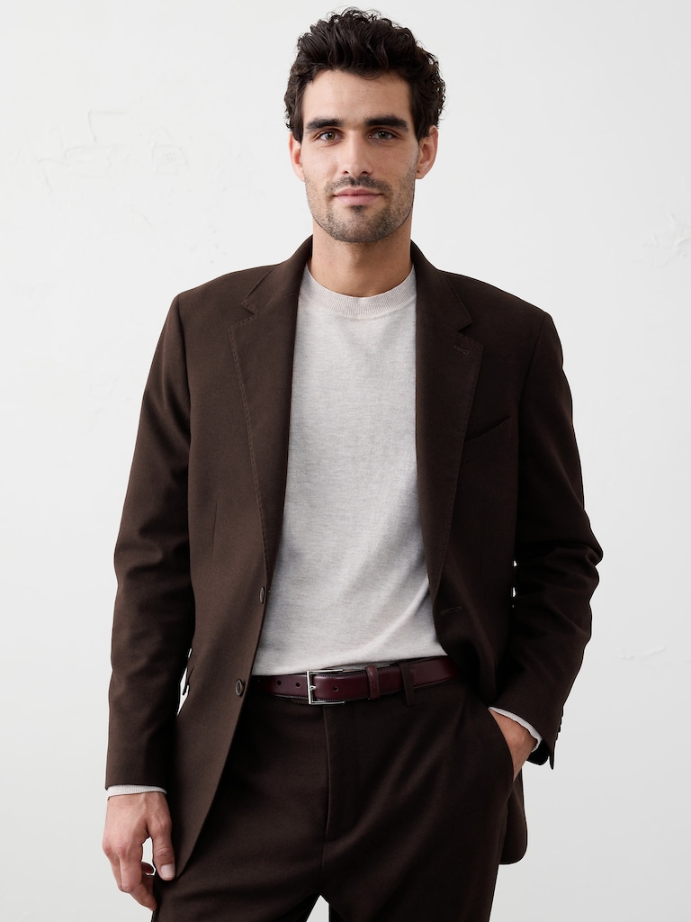 Tailored-Fit Soft Flannel Suit Jacket