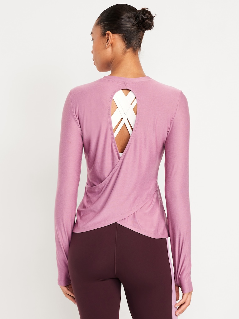 CloudMotion Keyhole Wrap Back Top