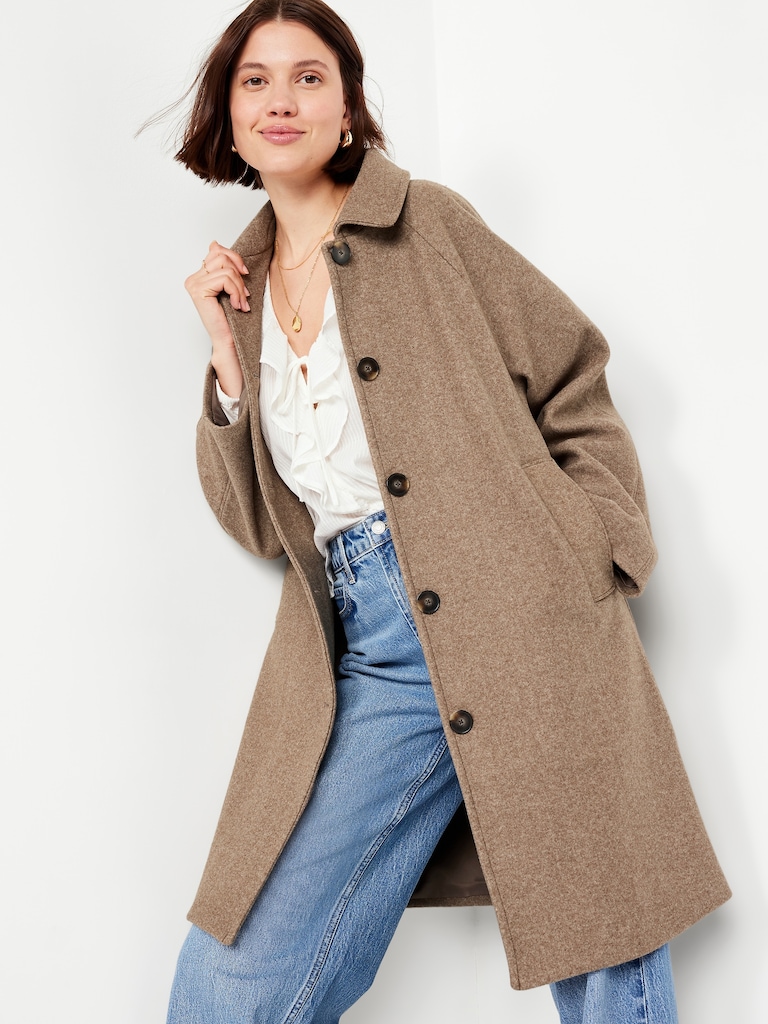 Relaxed Button-Front Mac Coat