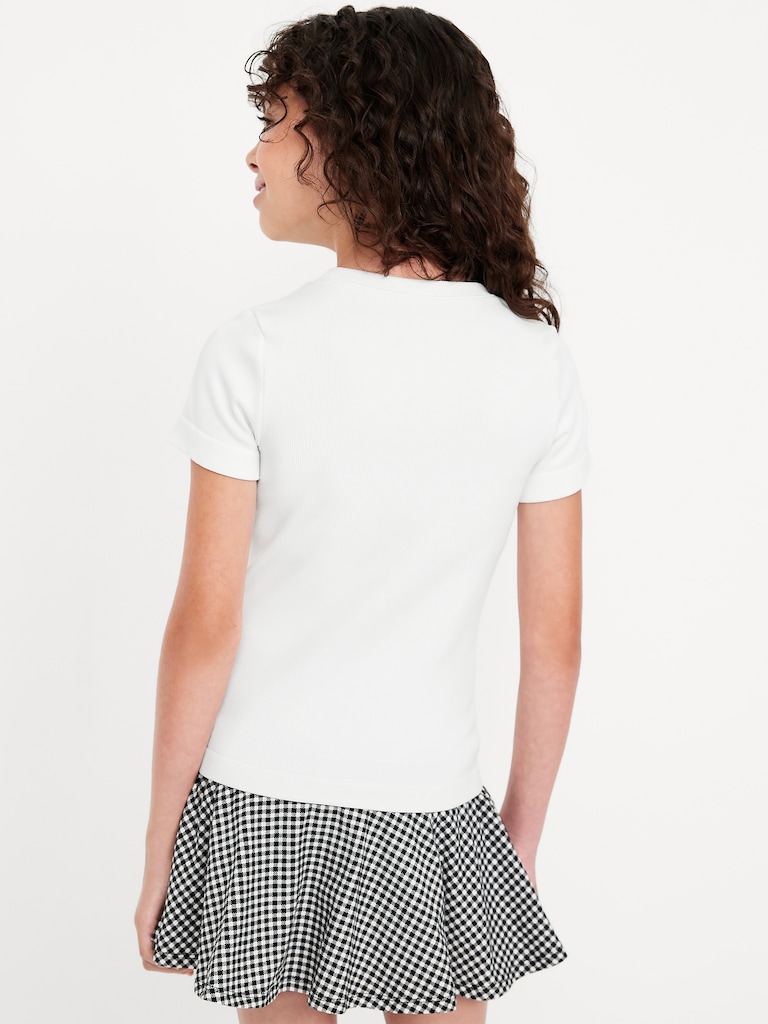 Fitted Seamless Ribbed Performance Top for Girls