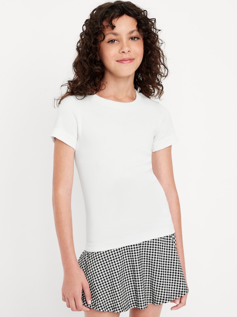 Fitted Seamless Ribbed Performance Top for Girls