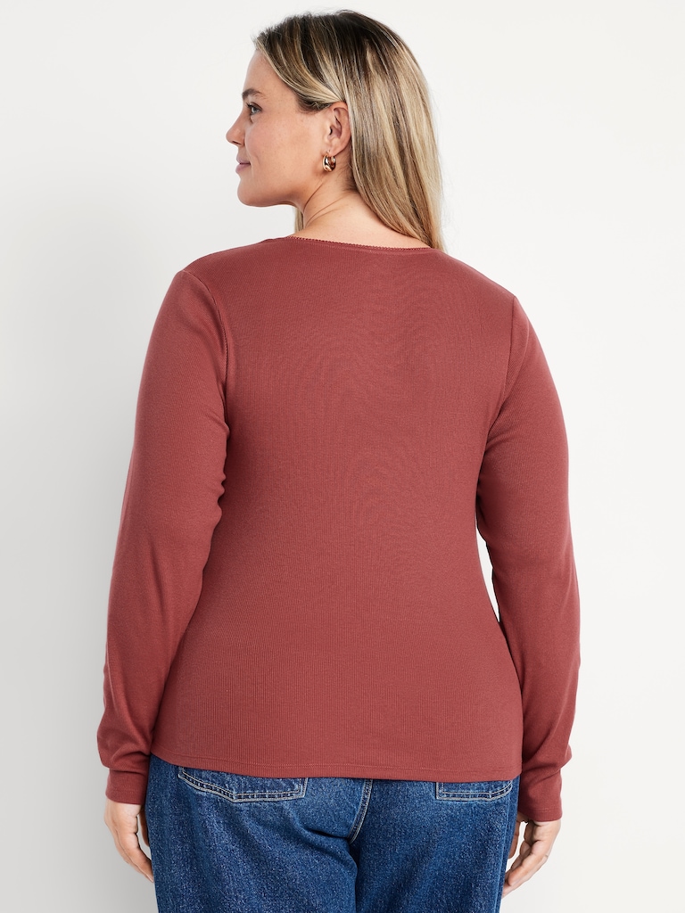 Long-Sleeve Square-Neck Top