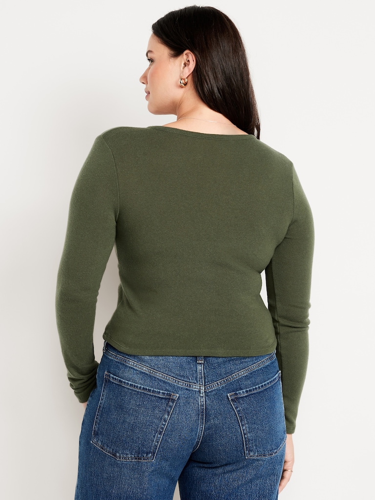 Long-Sleeve Wrap-Front Top