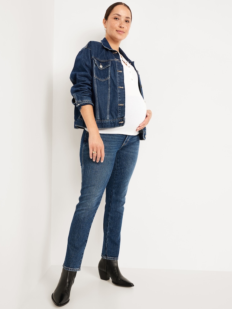 Jean étroit rétro à panneau couvrant de maternité