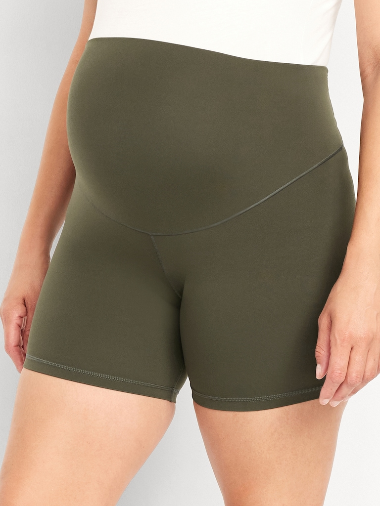Maternity Full Panel PowerSoft Biker Shorts -- 8-inch inseam