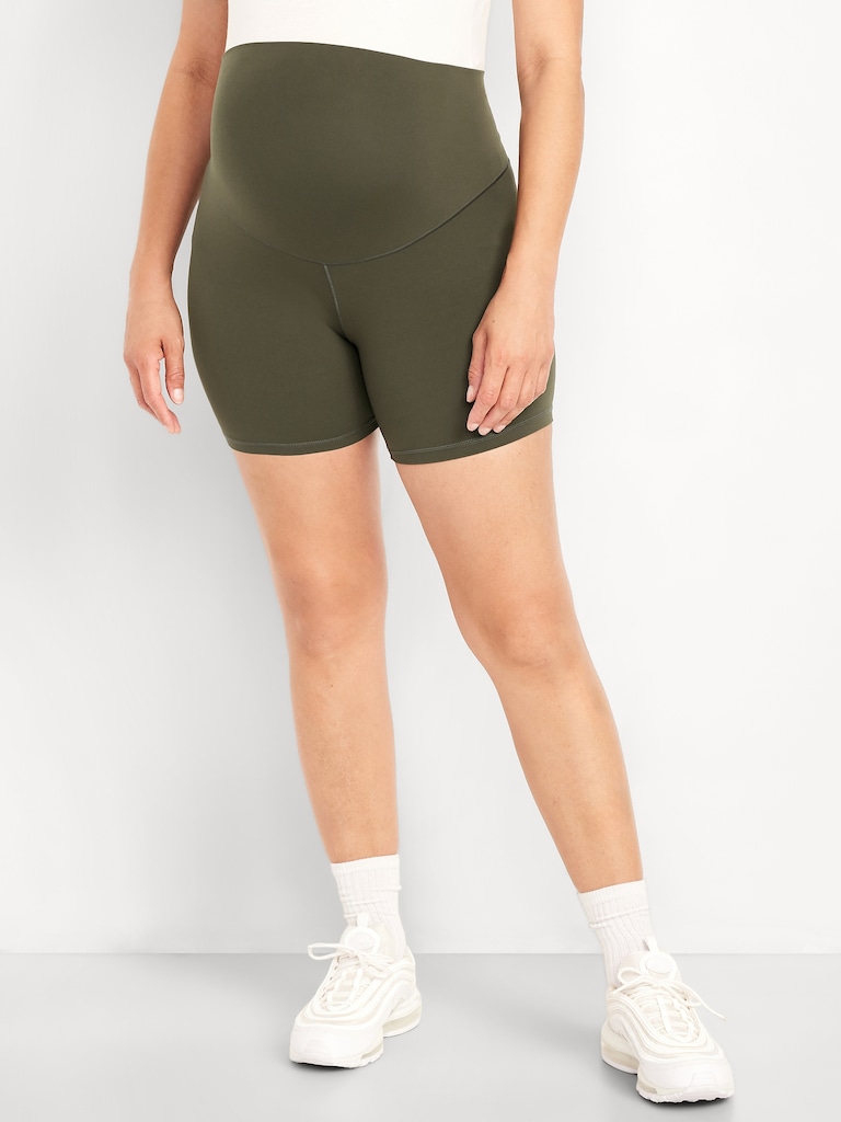Maternity Full Panel PowerSoft Biker Shorts -- 8-inch inseam