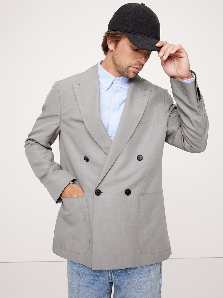 Relaxed Tencel™-Linen Double-Breasted Suit Jacket