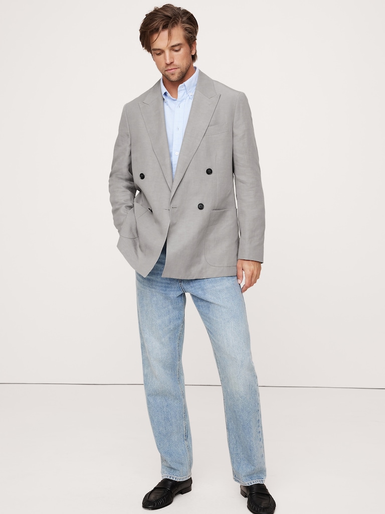 Relaxed Tencel™-Linen Double-Breasted Suit Jacket