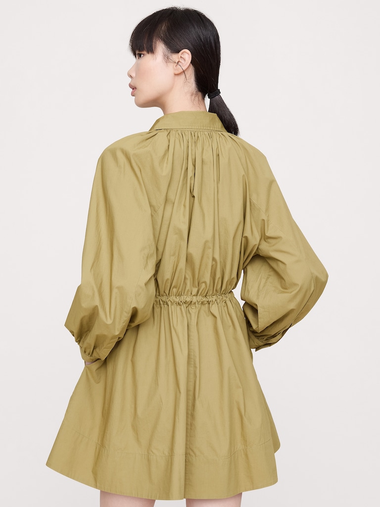 Cotton Poplin Mini Shirtdress