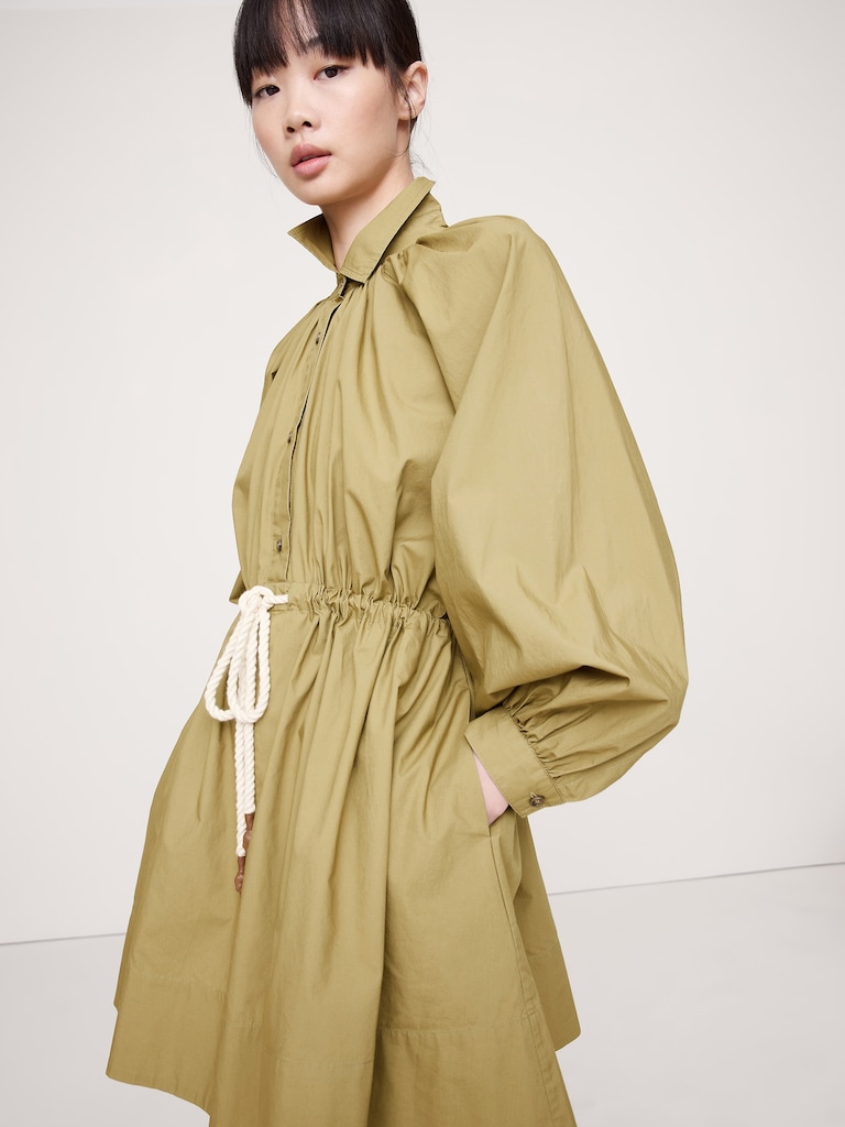 Cotton Poplin Mini Shirtdress