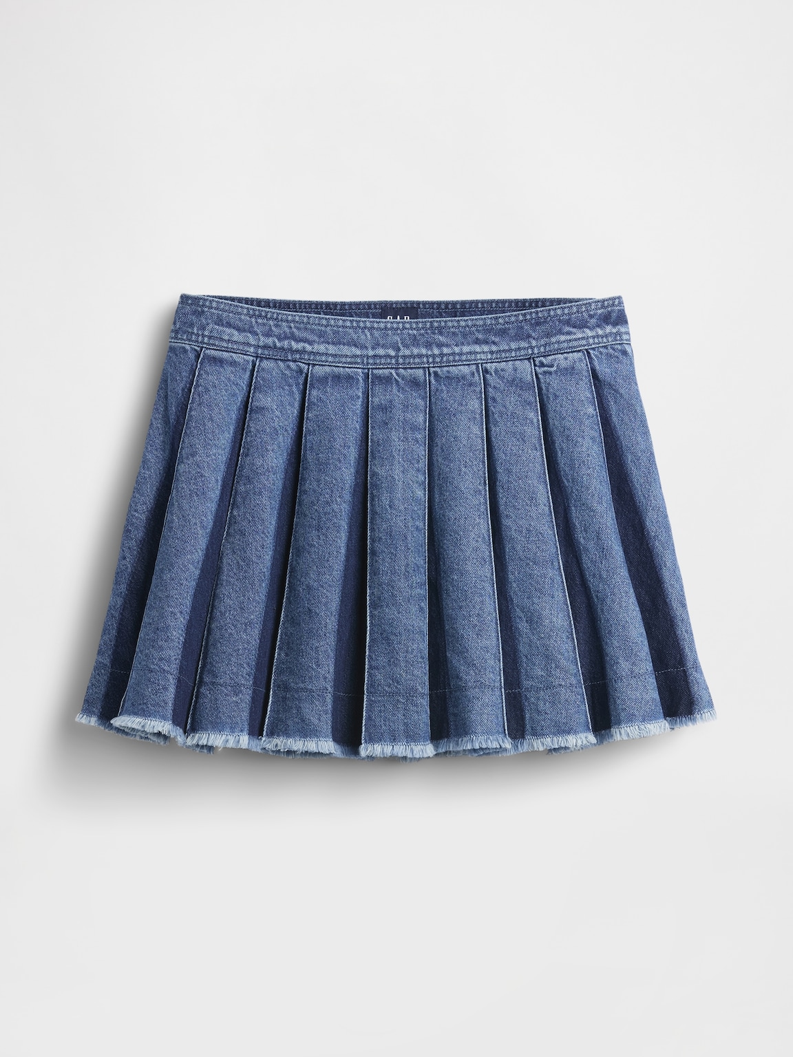 Pleated Denim Mini Skirt
