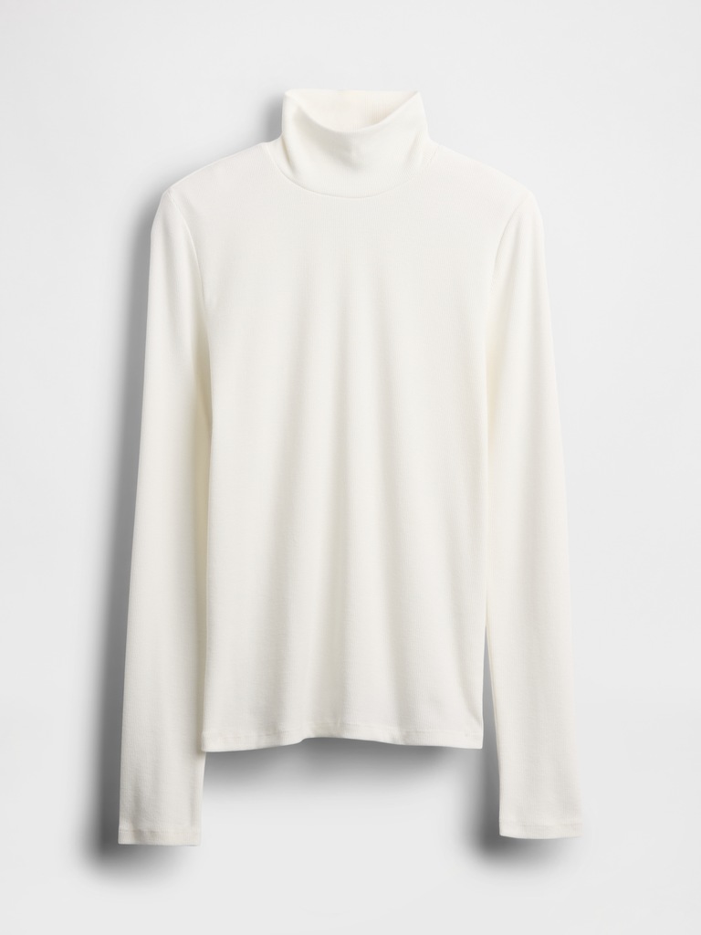 Ribbed Turtleneck T-Shirt