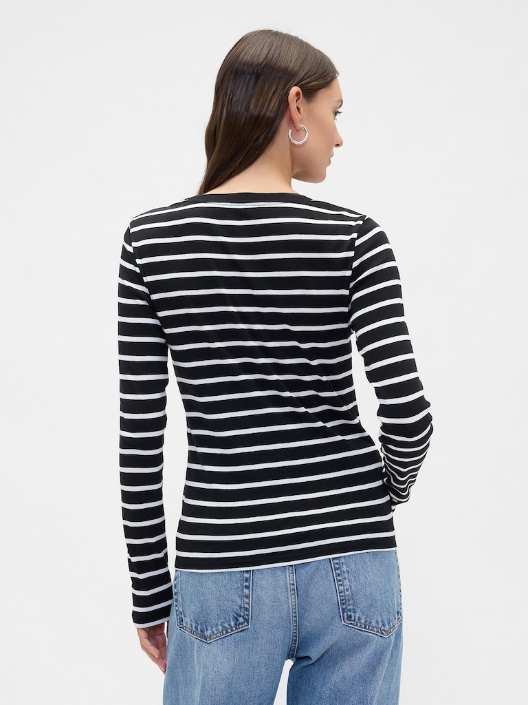 Modern Ribbed Stripe Crewneck T-Shirt