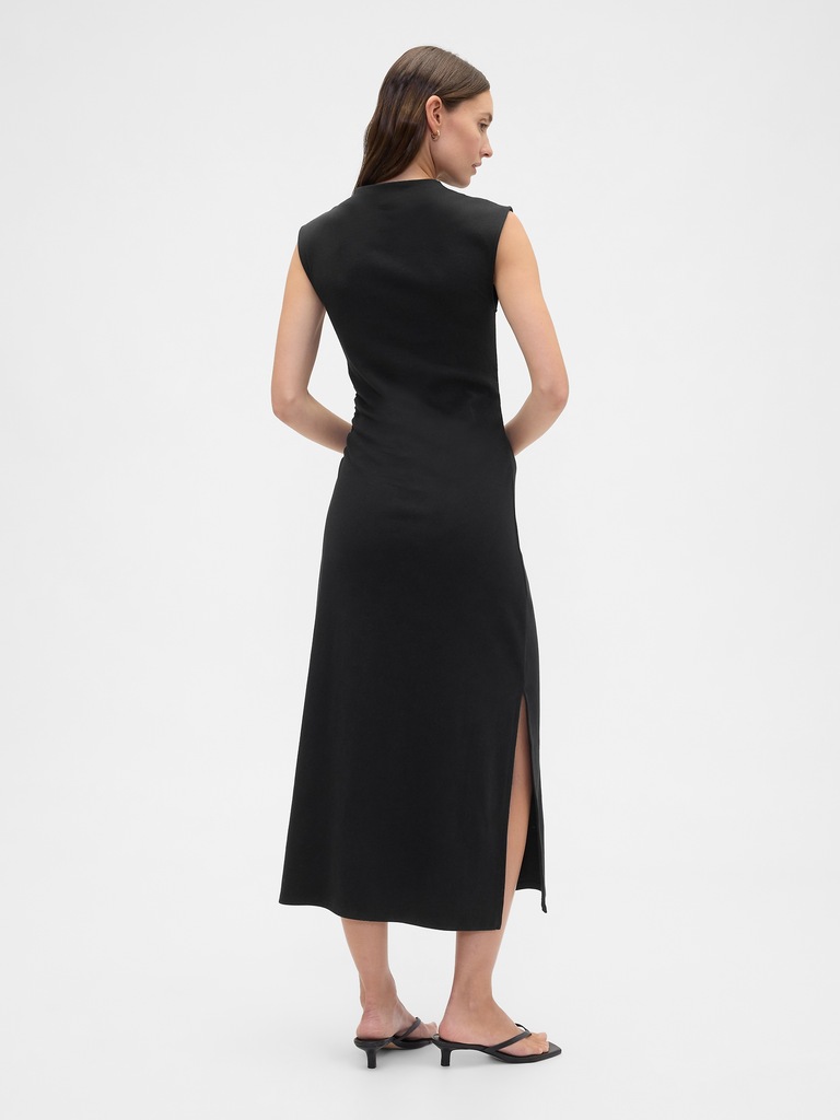 Modern Ribbed Mockneck Midi Dress