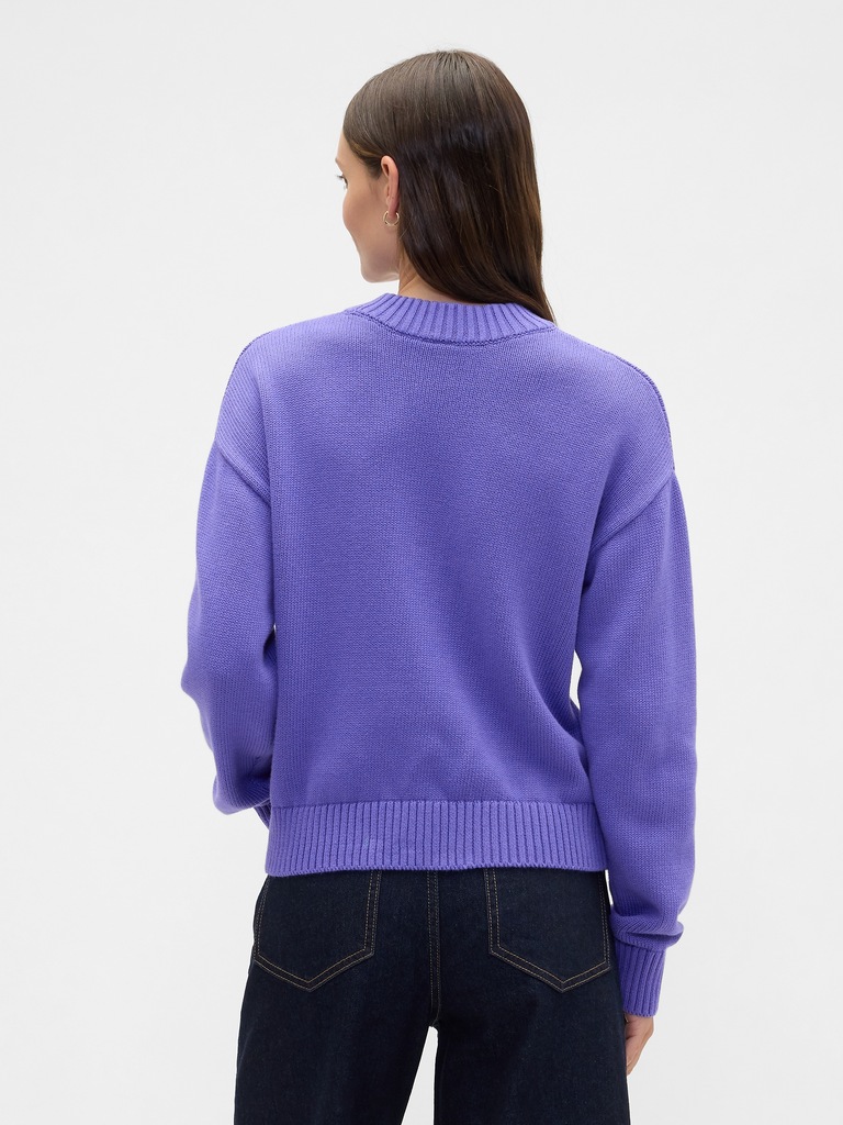 Relaxed Cropped Crewneck Sweater