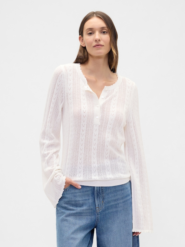 Pointelle Henley Top