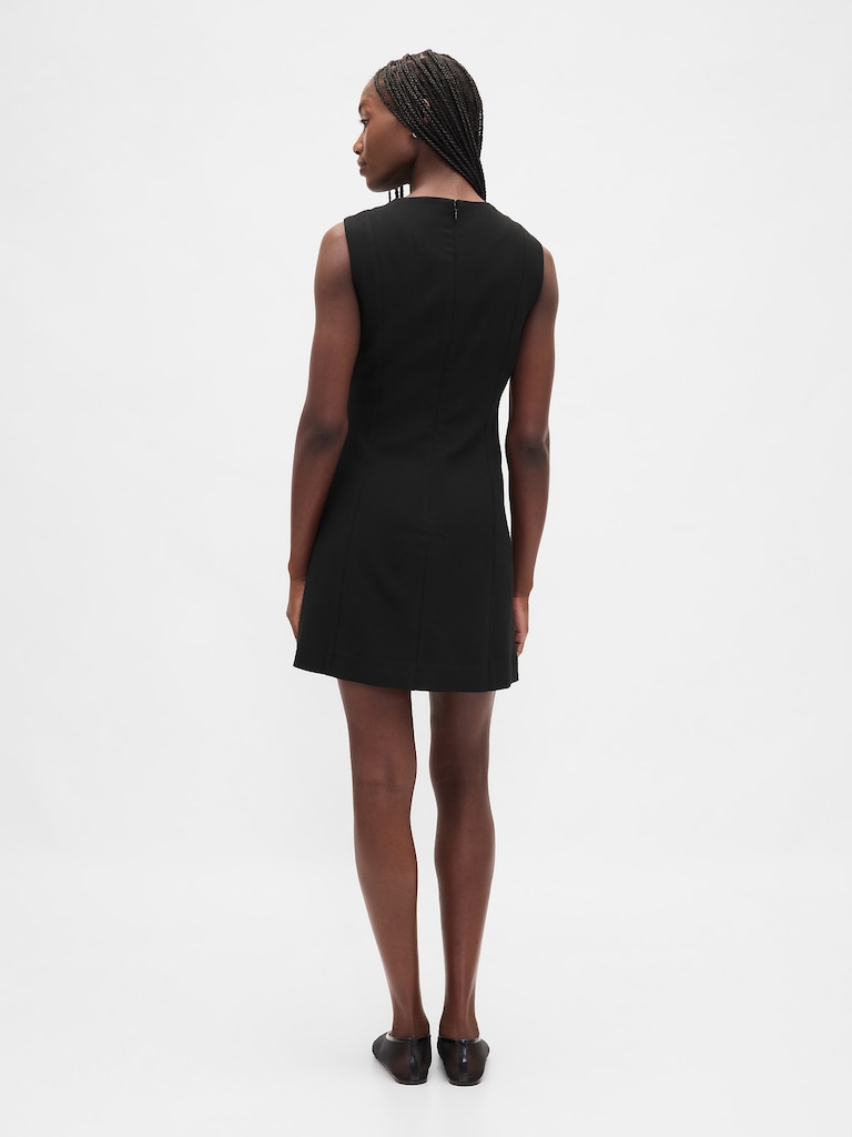 High-Neck Mini Shift Dress