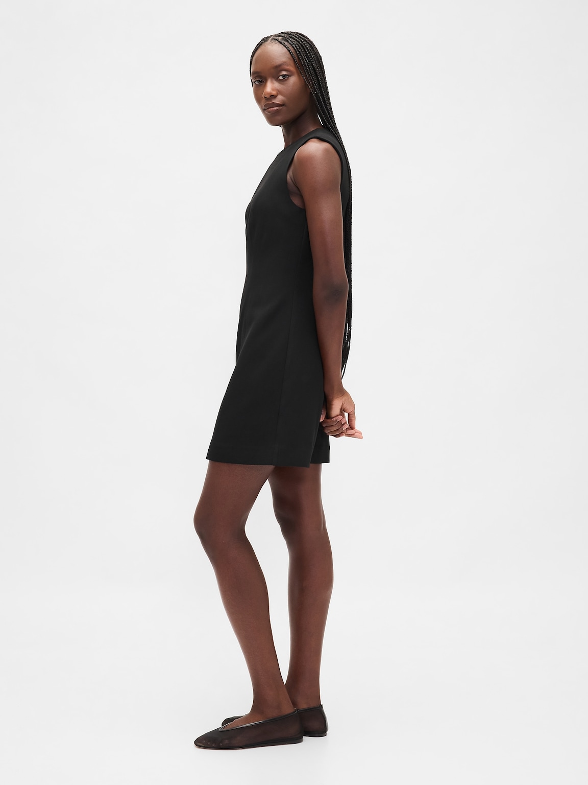High-Neck Mini Shift Dress