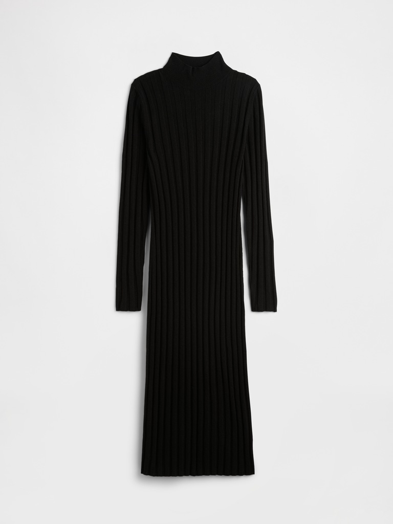 CashSoft Ribbed Mockneck Midi Dress