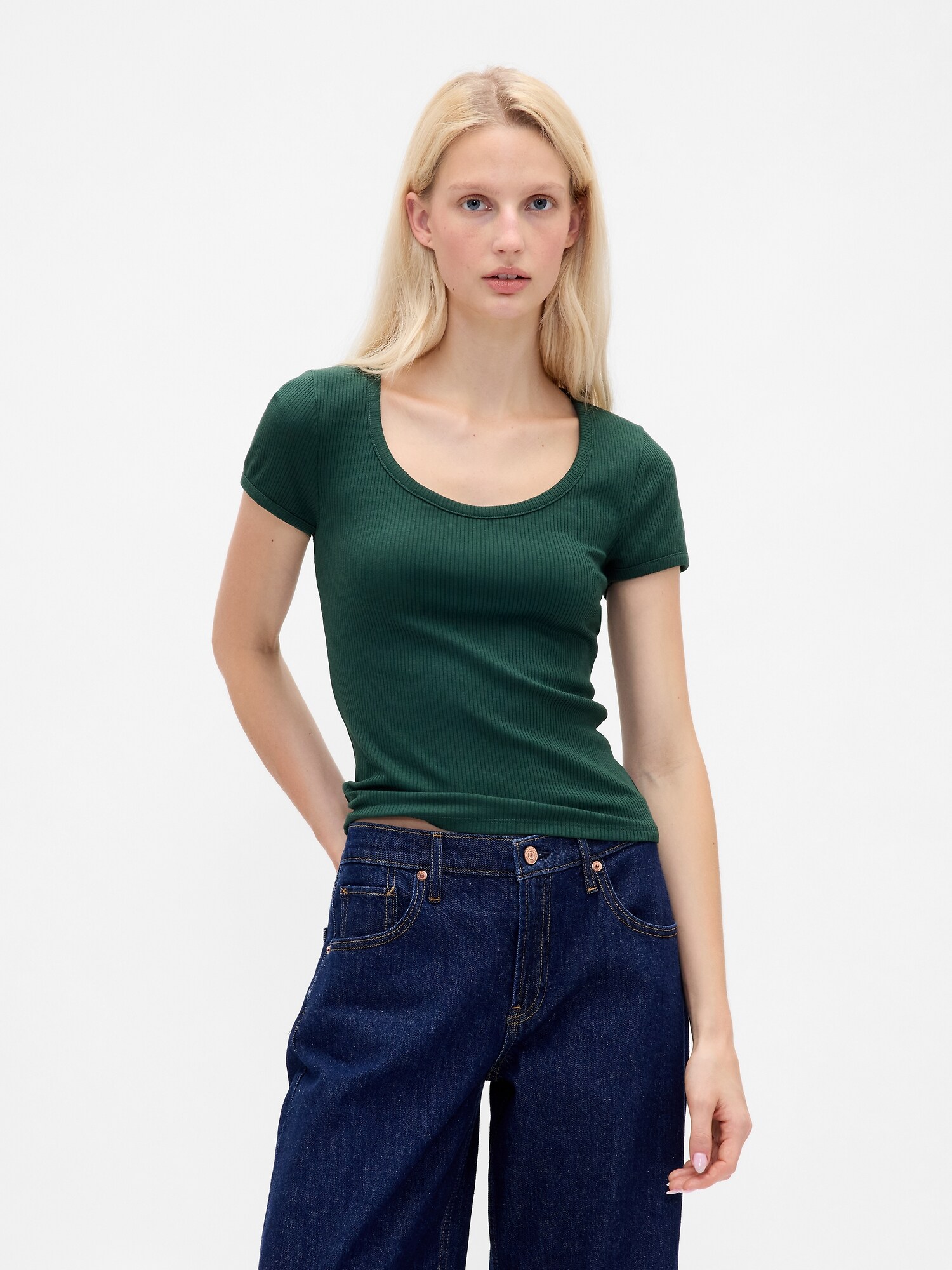 GAP Damen Cozy Rib Top – Geripptes, Gemütliches Oberteil, Vielseitig Kombinierbar