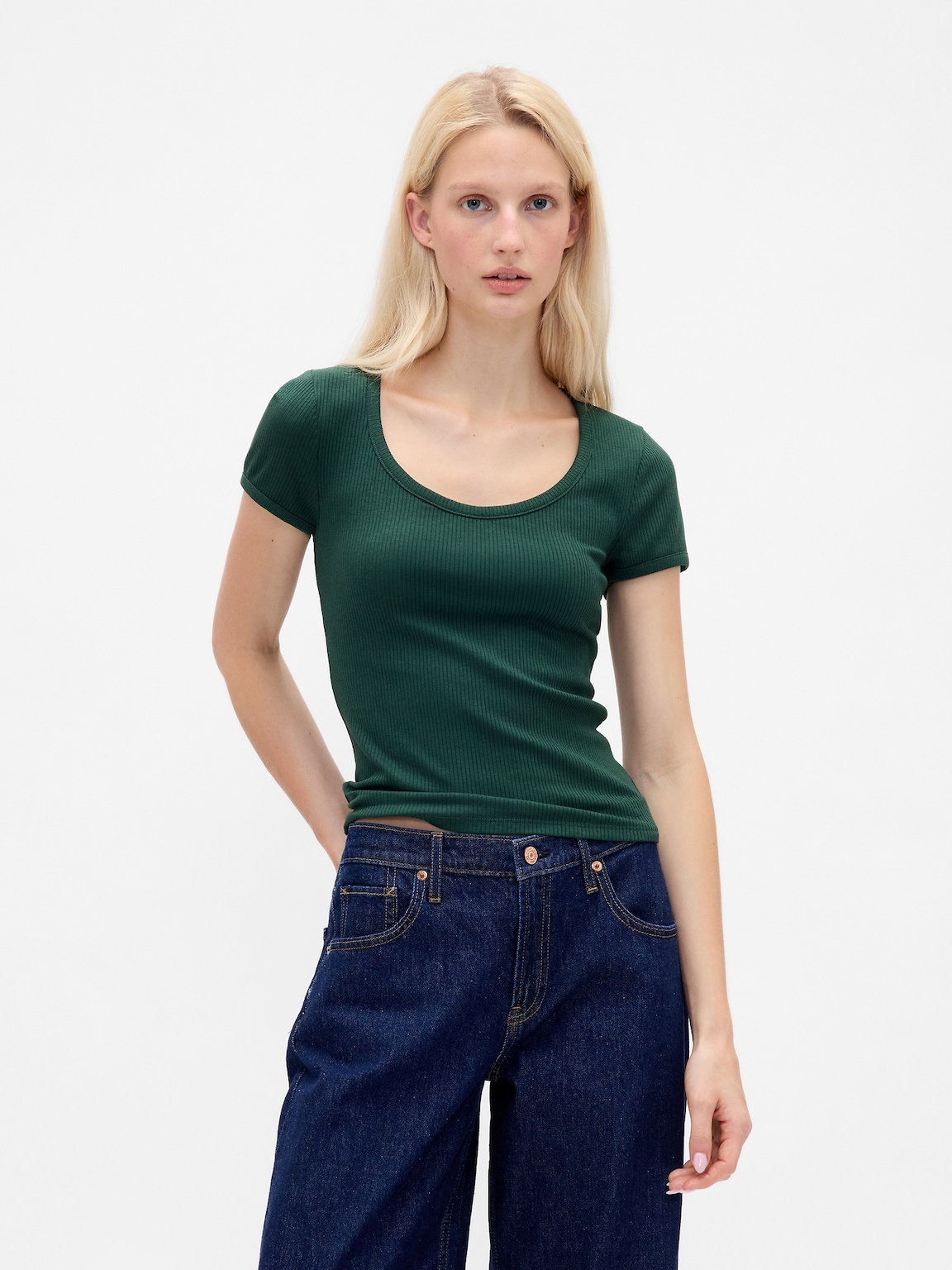 Modern Rib Scoop Crop T-Shirt