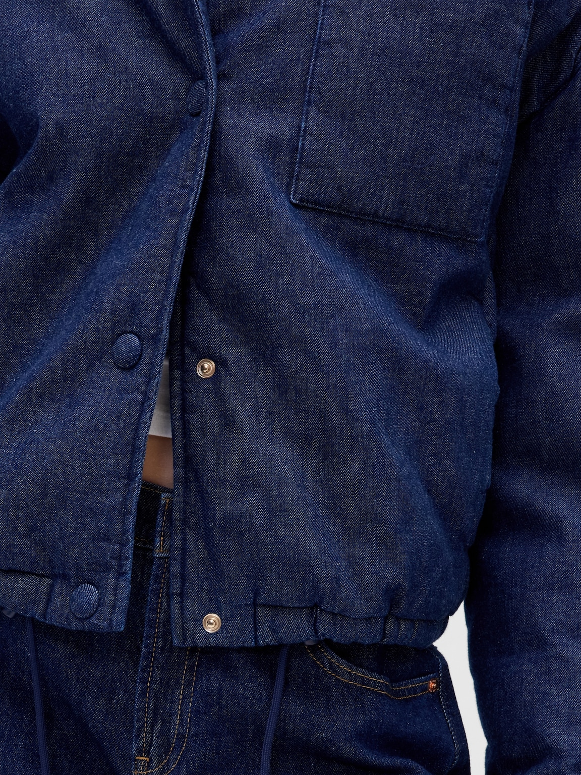 Denim Crop Puffer Jacket