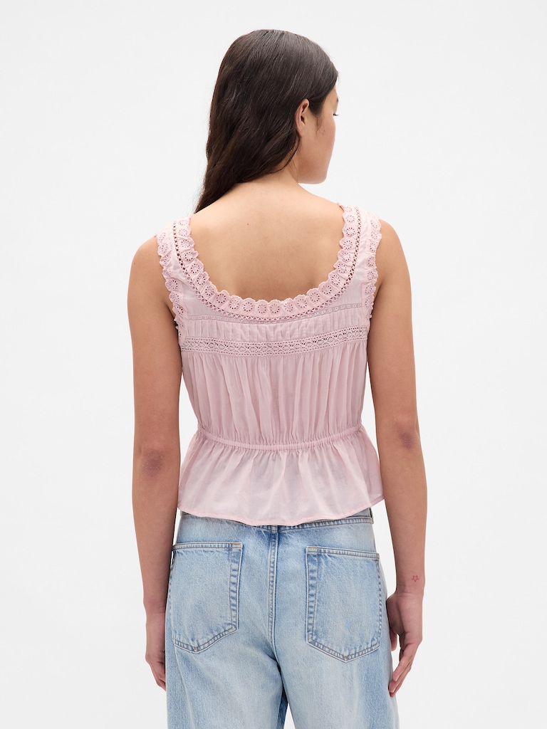 Lace-Trim Peplum Top