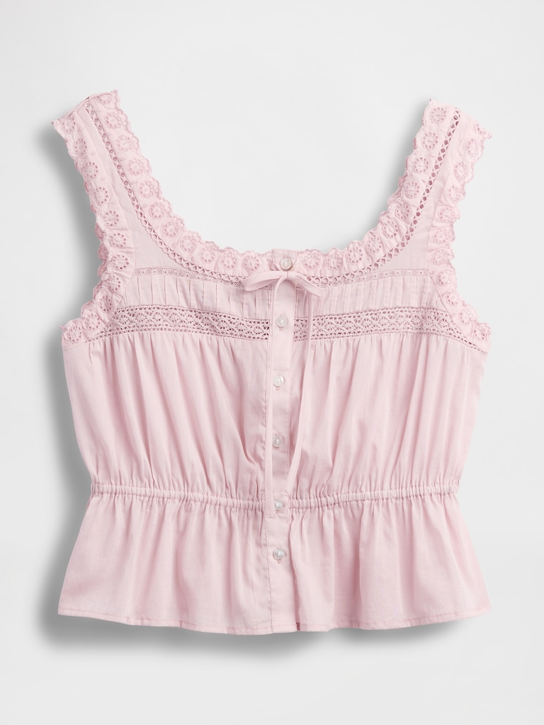 Lace-Trim Peplum Top