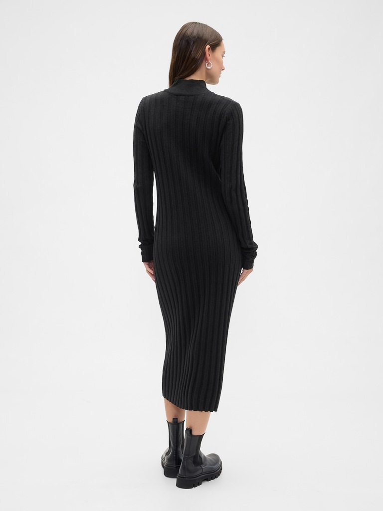 CashSoft Ribbed Mockneck Midi Dress