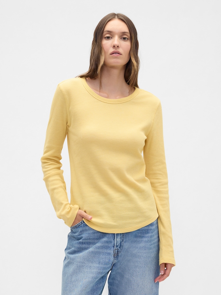 Waffle-Knit Crewneck T-Shirt