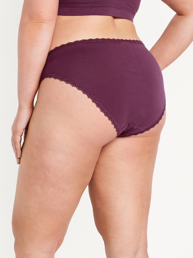 High-Waisted Lace-Trim Bikini Underwear