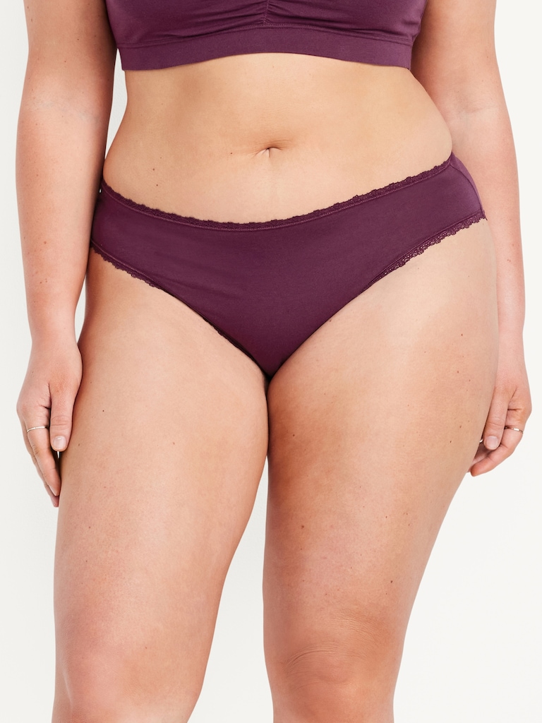 High-Waisted Lace-Trim Bikini Underwear