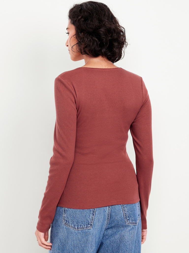 Long-Sleeve Square-Neck Top