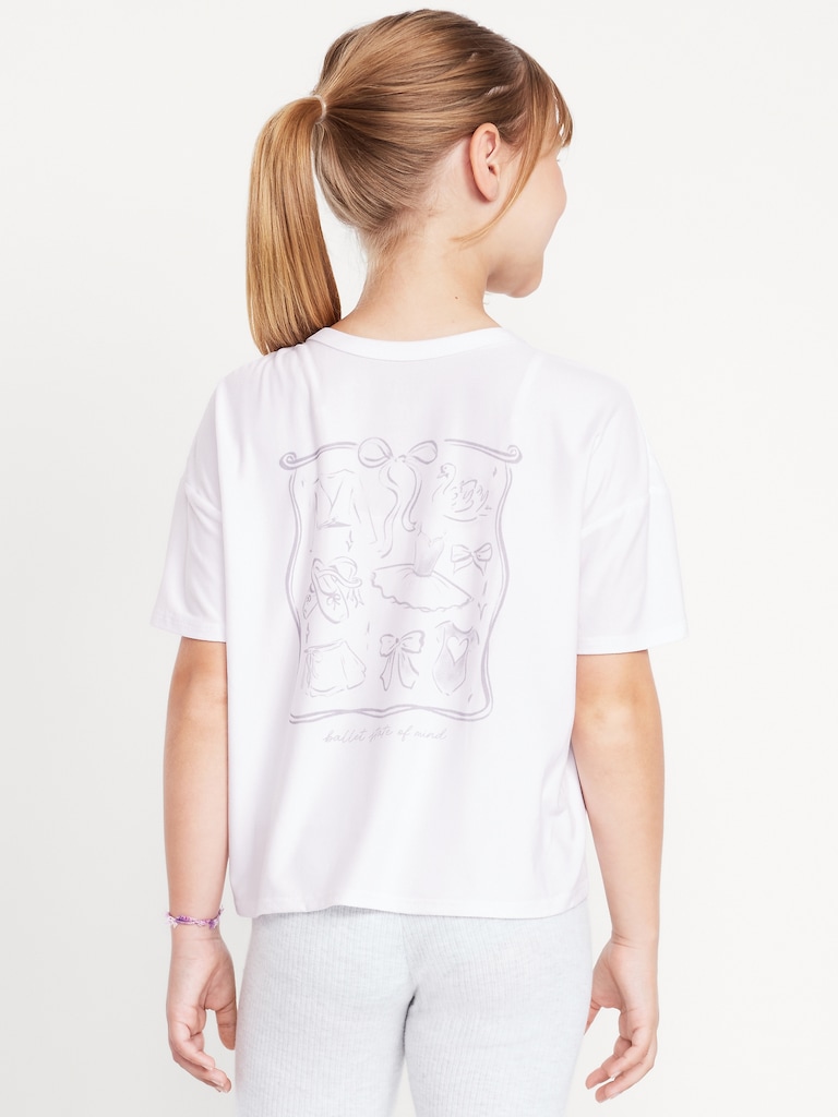 CloudMotion Cropped Graphic Performance T-Shirt for Girls