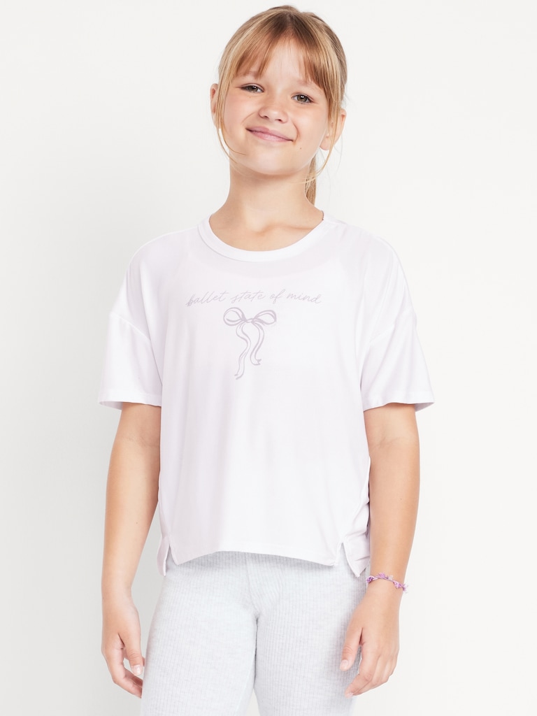 CloudMotion Cropped Graphic Performance T-Shirt for Girls
