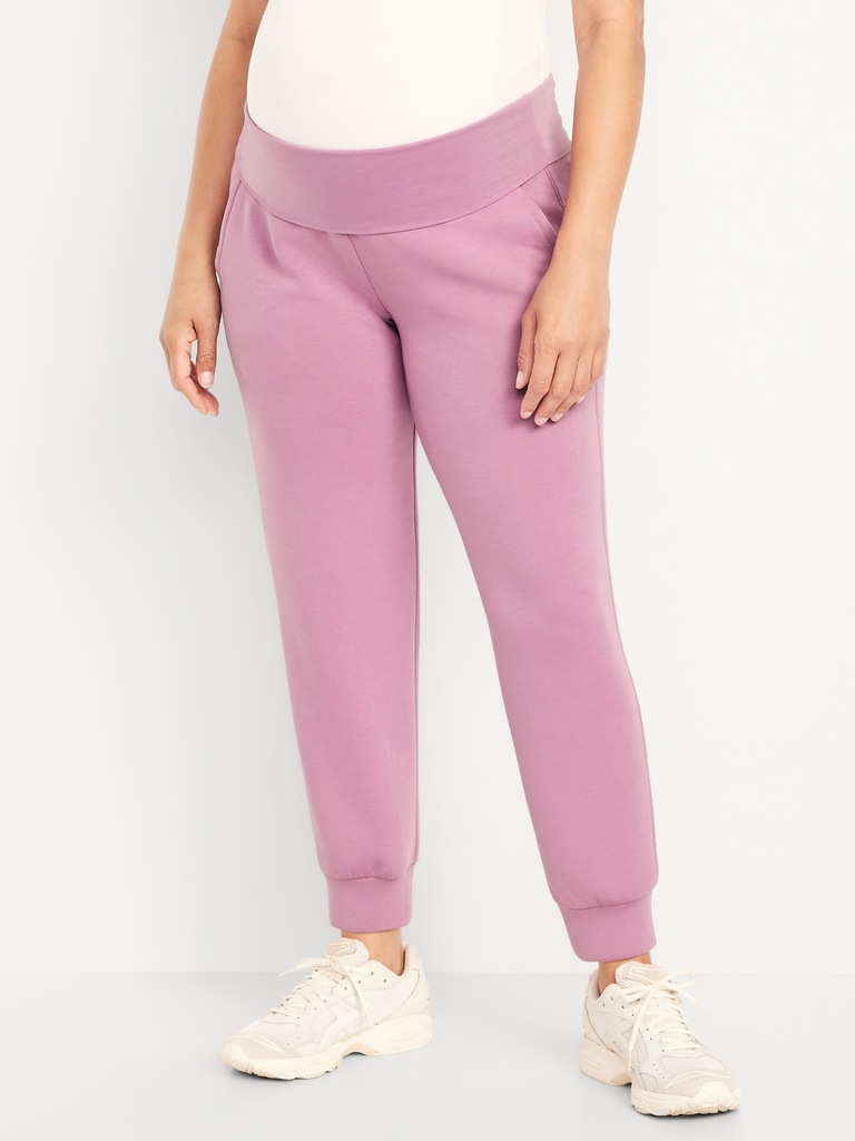 Maternity Bounce Fleece Rollover-Waist Jogger Sweatpants