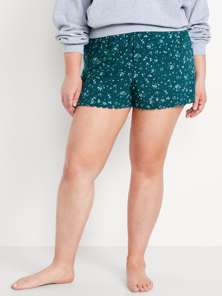High-Waisted Cozy Rib Pajama Shorts